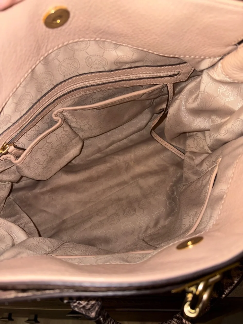 ❤️Michael Kors Hamilton Satchel Snake Trim Lock Bag Blush Beige